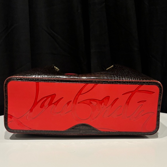 Christian Louboutin Cabarock Mini Leather Calfskin Croc Tote in Espresso - Picture 5 of 5